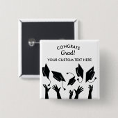 Badge Carré 5 Cm Graduation Caps Toss Congrats Grad Custom (Devant & derrière)