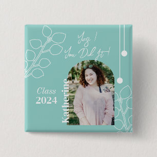 Badge Carré 5 Cm Graduation Simple Foliage Photo Aqua