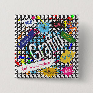 Badge Carré 5 Cm Graffiti de voeux