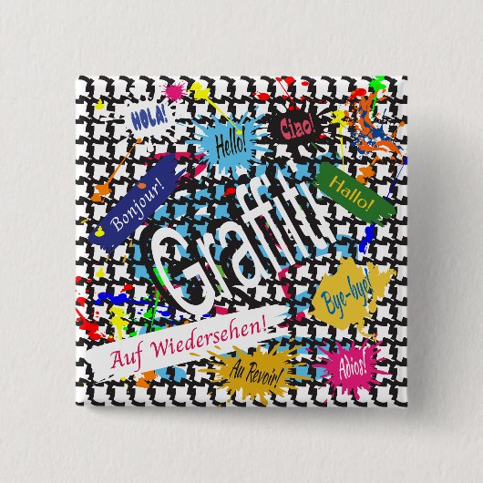 Badge Carré 5 Cm Graffiti de voeux (Devant)
