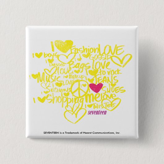 Badge Carré 5 Cm Graffiti magenta/jaune (Devant)