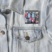 Badge Carré 5 Cm Graffiti Subway (En situation)