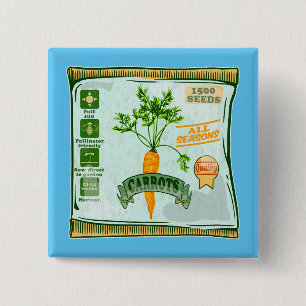 Badge Carré 5 Cm Graines de carottes cultivant des légumes
