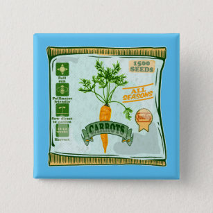 Badge Carré 5 Cm Graines de carottes cultivant des légumes