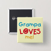 Badge Carré 5 Cm Grampa m'aime T-shirts et cadeaux (Devant & derrière)