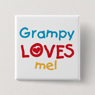 Badge Carré 5 Cm Grampy aime mes t-shirts et cadeaux