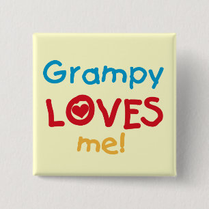 Badge Carré 5 Cm Grampy aime mes t-shirts et cadeaux