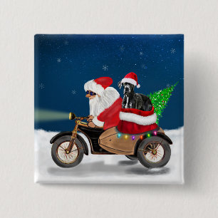 Badge Carré 5 Cm Grand chien Dane Noël Père Noël