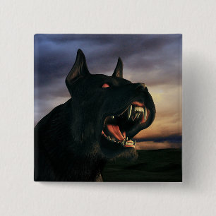 Badge Carré 5 Cm Grand chien noir