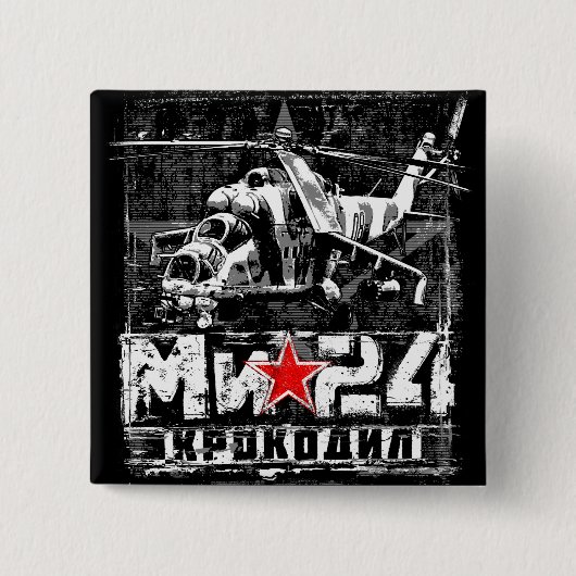 Badge Carré 5 Cm Grand hélicoptère soviétique Mi-24 (Devant)