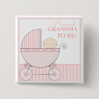 Badge Carré 5 Cm Grand-maman fière à être chariot doux de rose de