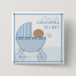 Badge Carré 5 Cm Grand-maman fière à être chariot ethnique de bl