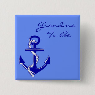 Badge Carré 5 Cm Grand-maman nautique bleue à être Pin d'Ancre