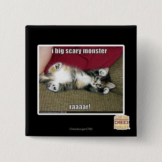 Badge Carré 5 Cm Grand monstre I effrayant (Devant)