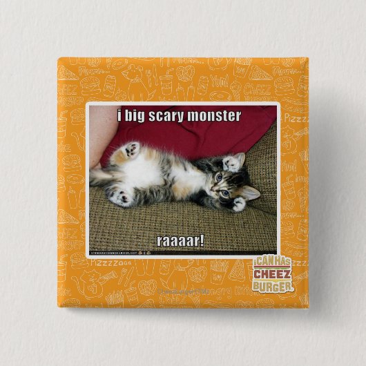 Badge Carré 5 Cm Grand monstre I effrayant (Devant)