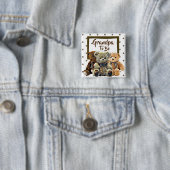 Badge Carré 5 Cm Grand-père à être Teddy Bear Baby shower (En situation)
