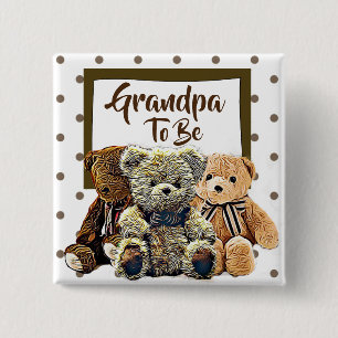 Badge Carré 5 Cm Grand-père à être Teddy Bear Baby shower