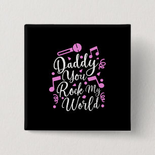 Badge Carré 5 Cm Grand-père Cadeau   Daddy You Rock My World