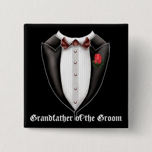 Badge Carré 5 Cm Grand-Père Du Bouton Groom Tuxedo