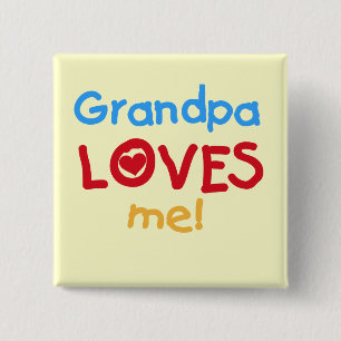 Badge Carré 5 Cm Grand-père m'aime t-shirts et cadeaux