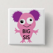 Badge Carré 5 Cm Grand Soeur Rose Monster (Devant)