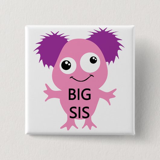 Badge Carré 5 Cm Grand Soeur Rose Monster (Devant)