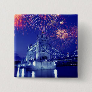 Badge Carré 5 Cm Grande-Bretagne, Londres. Feux d'artifice au-dessu