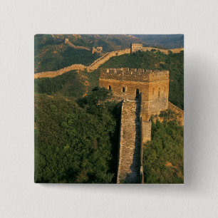 Badge Carré 5 Cm Grande Muraille sinuant à travers la montagne, Chi