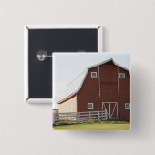 Badge Carré 5 Cm Grange dans le paysage rural (Devant & derrière)
