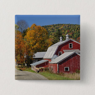 Badge Carré 5 Cm Grange rurale classique et route, White Mountain