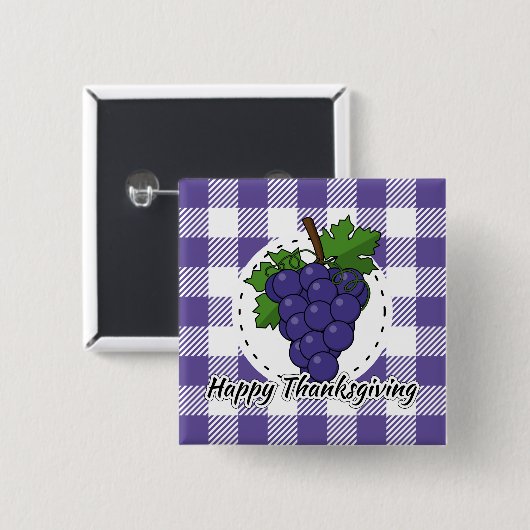 Badge Carré 5 Cm Grape on Violet Plaid (Devant & derrière)