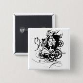 Badge Carré 5 Cm Graphique 7 de saphir d'étoile (Devant & derrière)