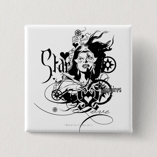 Badge Carré 5 Cm Graphique 7 de saphir d'étoile (Devant)