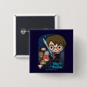 Badge Carré 5 Cm Graphique Cartoon Harry Potter Chambre des Secrets (Devant & derrière)