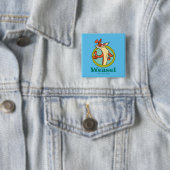 Badge Carré 5 Cm Graphique de caractères de haut de pouce (En situation)