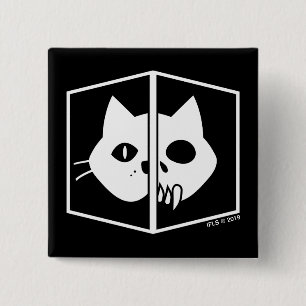 Badge Carré 5 Cm Graphique de chat de Schrödinger