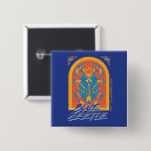 Badge Carré 5 Cm Graphique de Talavera de scarabée bleu (Devant & derrière)