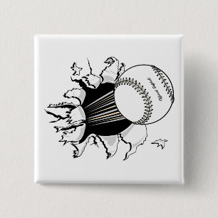 Badge Carré 5 Cm graphisme de balle rapide déchiré par le softball