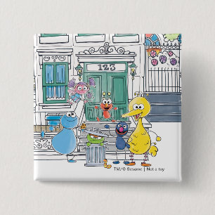 Badge Carré 5 Cm Graphisme de Doodley les amis de Sesame