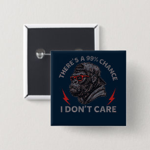Badge Carré 5 Cm Graphisme du singe sarcastique avec chapeau et lun