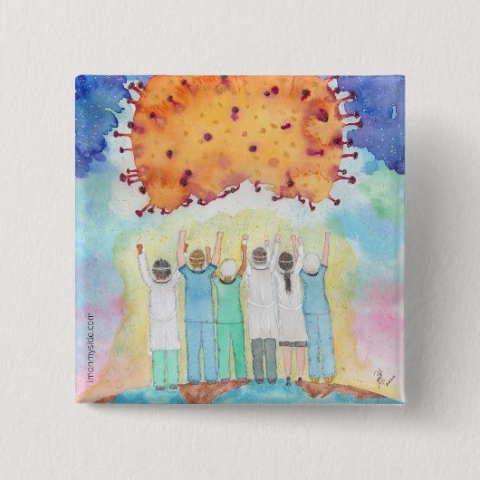 Badge Carré 5 Cm Gratitude For First Liners Covid-19 Pin (Devant)