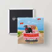 Badge Carré 5 Cm Great Dane Chien Valentine's Day Truck (Devant & derrière)