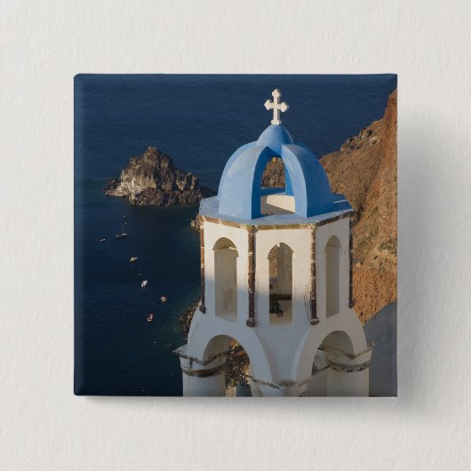 Badge Carré 5 Cm Grèce et île grecque de Santorin ville d'Oia 2 (Devant)