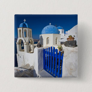 Badge Carré 5 Cm Grèce et île grecque de Santorini ville d'Oia 3