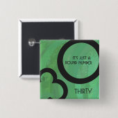 Badge Carré 5 Cm Green 30 Décennie Anniversaire (Devant & derrière)