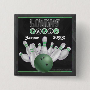 Badge Carré 5 Cm Green Bowling Party
