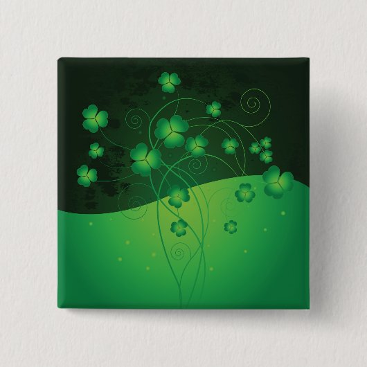 Badge Carré 5 Cm Green Shamrock Clover St Patrick’s Day Luck (Devant)