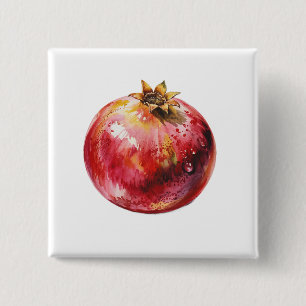 Badge Carré 5 Cm Grenade aquarelle tendance moderne 