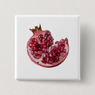 Badge Carré 5 Cm Grenade aquarelle tendance moderne 