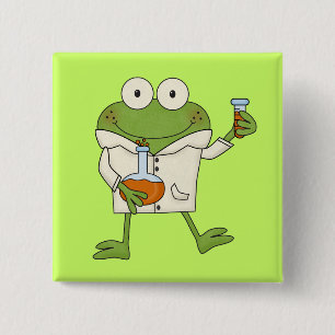 Badge Carré 5 Cm Grenouille de laboratoire